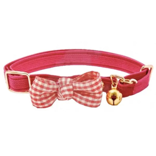 Luxury Red Gingham Bow Cat Collar - CA&T - 1